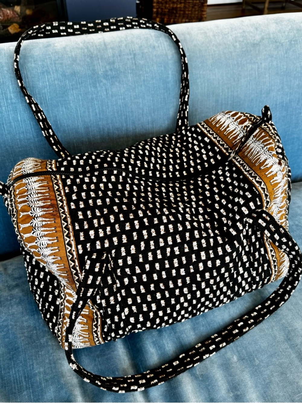 Vintage Vera Bradley Zebras Quilted Duffel Tote Bag 90s Pattern Shoulder Bag